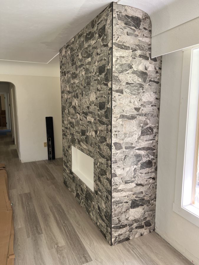 Stone fireplace